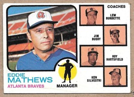 1973 Topps #237 Braves Field Leaders Burdette&#39;s Ear is airbrushed out - £1.59 GBP