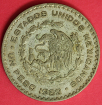 1962 Mexico Un 1 Peso .10 Silver Coin Morelos Estados Unidos Mexicanos GFB 44 - $14.24