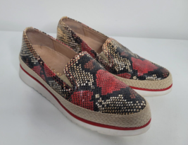 Donald Pliner Womens FINNI Faux Snakeskin Shoes Size 6 M Red Loafers Esp... - $39.99