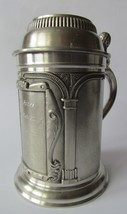 Vintage German pewter 0.5 l, beer mug with lid, h-15.5 cm. 670 gr. - £26.13 GBP