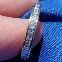 Earth mined Diamond French Carre Deco Wedding Band Eternity Anniversary Ring 18k - $141,271.78 MXN