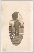 RPPC Gentleman Traing His Dog Oval Masked Photo c1912 Postcard P25 - £7.00 GBP