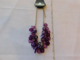 Lane Bryant necklace NEW NOS ONESZ M12669 adjustable Purple Silver Tone - £16.49 GBP