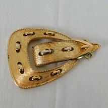 Monet Signed Gold Tone Large Belt Buckle Pendant ONLY Fashion Jewelry 3&quot;x2&quot; FLAW - £10.65 GBP