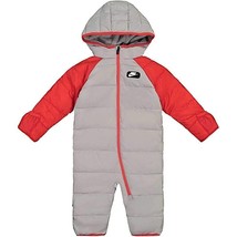 Nike Baby Fleece Lined Puffer Snowsuit Grey Red 56F422-G4R Size Newborn - £62.64 GBP