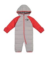 Nike Baby Fleece Lined Puffer Snowsuit Grey Red 56F422-G4R Size Newborn - £62.90 GBP