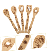 Christmas Idea Gift Burned Wooden Spoons Spatulas Cooking Utensils Set 5... - $20.52 CAD