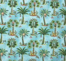 Waverly Banyon Breeze Sky Blue Leopard Palmtree Multipurpose Fabric By Yard 54&quot;W - £11.15 GBP