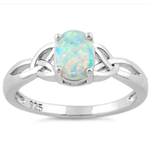 White Fire Opal Ring Size 6 Solid 925 Sterling Silver with Ring Box - £19.65 GBP