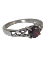 January Birthstone Ring Stainless Steel Garnet Red Cubic Zirconia Celtic... - £15.63 GBP
