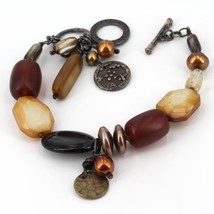 Retired Silpada Sterling Earthy Hues Mixed Stone Beaded Toggle Bracelet B1776 - £31.59 GBP