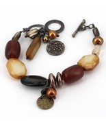 Retired Silpada Sterling Earthy Hues Mixed Stone Beaded Toggle Bracelet B1776 - £31.96 GBP