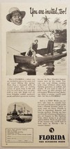1947 Print Ad Florida the Sunshine State Men Fishing in Boat in Lake - £8.96 GBP