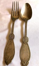 Antique VTG BENJ J. MAYO Hallmark Art Neuveau silver Spoon &amp; Fork - $28.22