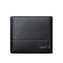 Men&#39;s GOLF purse paragraphs short leather cross head layer cowhide wallet busine - £63.53 GBP