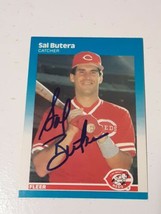 Sal Butera Cincinnati Reds 1987 Fleer Autograph Card #195 READ DESCRIPTION - $4.94