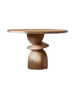 Modern Sculptural Solid Wood Round Dining Table  Designer Ash Wood Pede... - $46,193.17 MXN