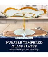 13-Inch Square Tempered Glass Cake Stand with Gold Trim 6-Inch High - $26.99