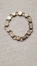 Vintage 7&quot; Sarah Coventry GOLD Link Bracelet Floral Etched Circles 1970s - £16.61 GBP