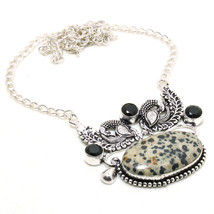 Dalmatian Black Spinel Gemstone Handmade Fashion Necklace Jewelry 18" SA 1740 - £7.18 GBP