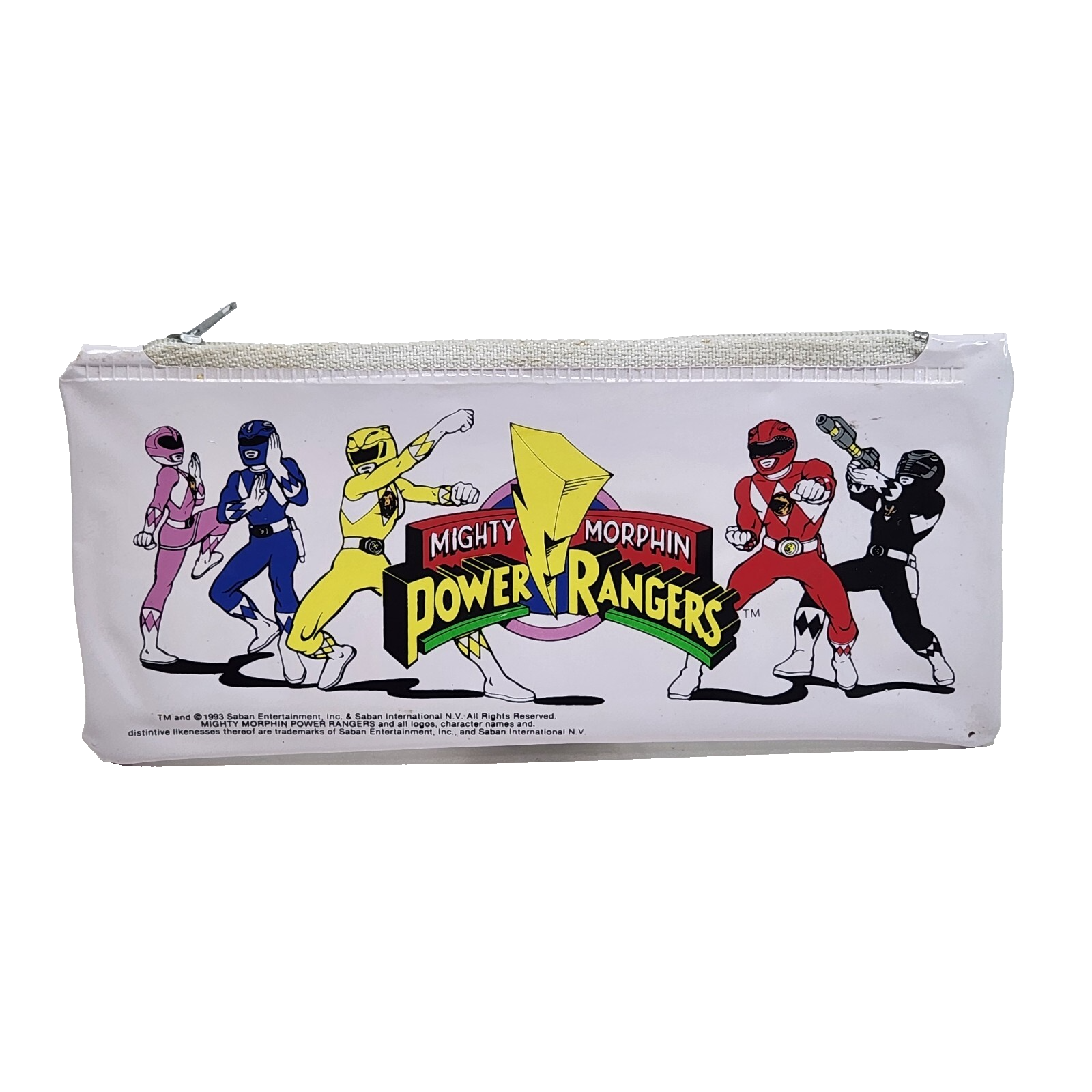 VINTAGE 1993 MIGHTY MORPHIN POWER RANGERS ZIPPERED PENCIL POUCH STORAGE ... - $19.00