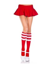 ML-5726 Sexy Red Knitted Knee High Socks w/ White Stripes Top Costume Ho... - $201.20 MXN