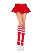 ML-5726 Sexy Red Knitted Knee High Socks w/ White Stripes Top Costume Ho... - $201.20 MXN