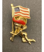 Cherub Angels Patriotic Americana Holding USA Flag in Red Cowboy Hat Bro... - $248.66 MXN