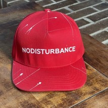NoDisturbance Flat Bill Snapback Trucker Hat Red Cap White Paint Spatter... - £15.69 GBP