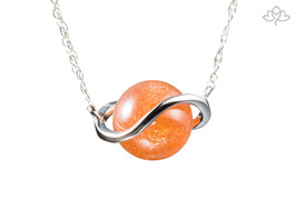 Solitaire Pendant / Sunstone necklace / Dainty necklace / Orange pendant  jewel - £234.44 GBP