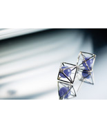 Pyramid Earrings / Triangle Studs / Tanzanit Stud / White gold earring +... - $505.01 CAD