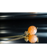 Sunstone Pendant / Geometric jewelry / Yellow Gold + Orange / Diamond Pe... - $389.00
