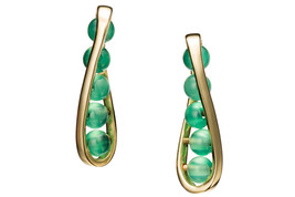 Gold Bar earring / Green chalcedony earring / Line earring / Yellow gold earring - £275.14 GBP
