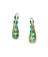 Gold Bar earring / Green chalcedony earring / Line earring / Yellow gold... - $478.65 CAD