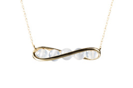 Horizontal Necklace / Gold Bar Necklace / Minimalist - Yellow gold &amp; Chalcedony - £286.03 GBP