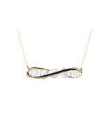 Horizontal Necklace / Gold Bar Necklace / Minimalist - Yellow gold & Chalcedony - $365.00