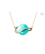 Amazonite necklace / Solitaire necklace / Delicate pendant / Yellow gold... - £233.53 GBP