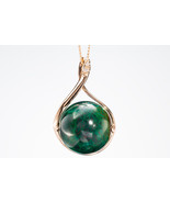 Malachite Pendant / Green Pendant / Rose gold necklace / Diamond drop pe... - £249.15 GBP