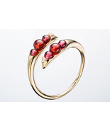 Double wrap ring / Garnet Ring / Petite ring / Yellow gold ring garnet &amp;... - $524.44 CAD