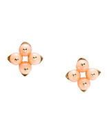 Petite earrings / Delicate studs / Pink coral earrings / Yellow gold stud - $388.47 CAD