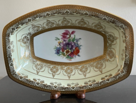 Hutschenreuther Selb Bavaria Porcelain Gold Encrusted Dish 10 1/2&quot; by 7 5/8&quot; - £98.90 GBP