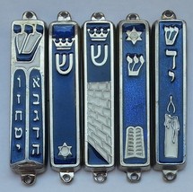 FIVE Israel flag mezuzah case SET mezuza need 7cm scroll Shabath Jerusal... - £33.61 GBP