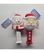 2 Pez Snowman &amp; Santa Decoupage Christmas Ornaments 4.5&quot; Shatterproof - £18.17 GBP