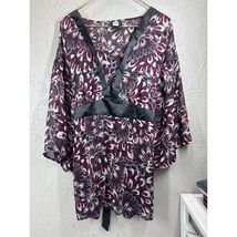 Studio 1940 Womens Long Sleeve Black Purple Sheer Top Shirt Plus Size 18/20 - $14.25