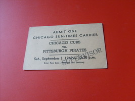 Rare  1949  Ticket  Chicago  Cubs Vs  Pittsburgh  Pirates  Sept  3rd  Supervisor - £79.48 GBP