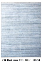 9&#39; x 12&#39; Hand Made Incredibly Fine Modern Solid Silver Blue Area Rug - £1,112.86 GBP