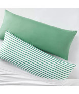 2pk Room Essentials Body Pillow Cover &quot;GREEN &amp; WHITE&quot; (20&quot;X50&quot;) ~ BRAND ... - £7.46 GBP