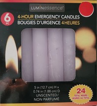 Emergency White Wax Candles 5”H X 0.75”D 4 Hour Unscented 6/Pk 24 Total ... - $3.95