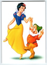 Doc Dances With Snow White And The Seven Dwarfs Disney Postcard Vintage Unused - £8.34 GBP