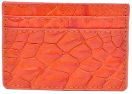 Precise Crocodile Leather Card Wallet In Coral Orange Color With Many Slots - £140.72 GBP